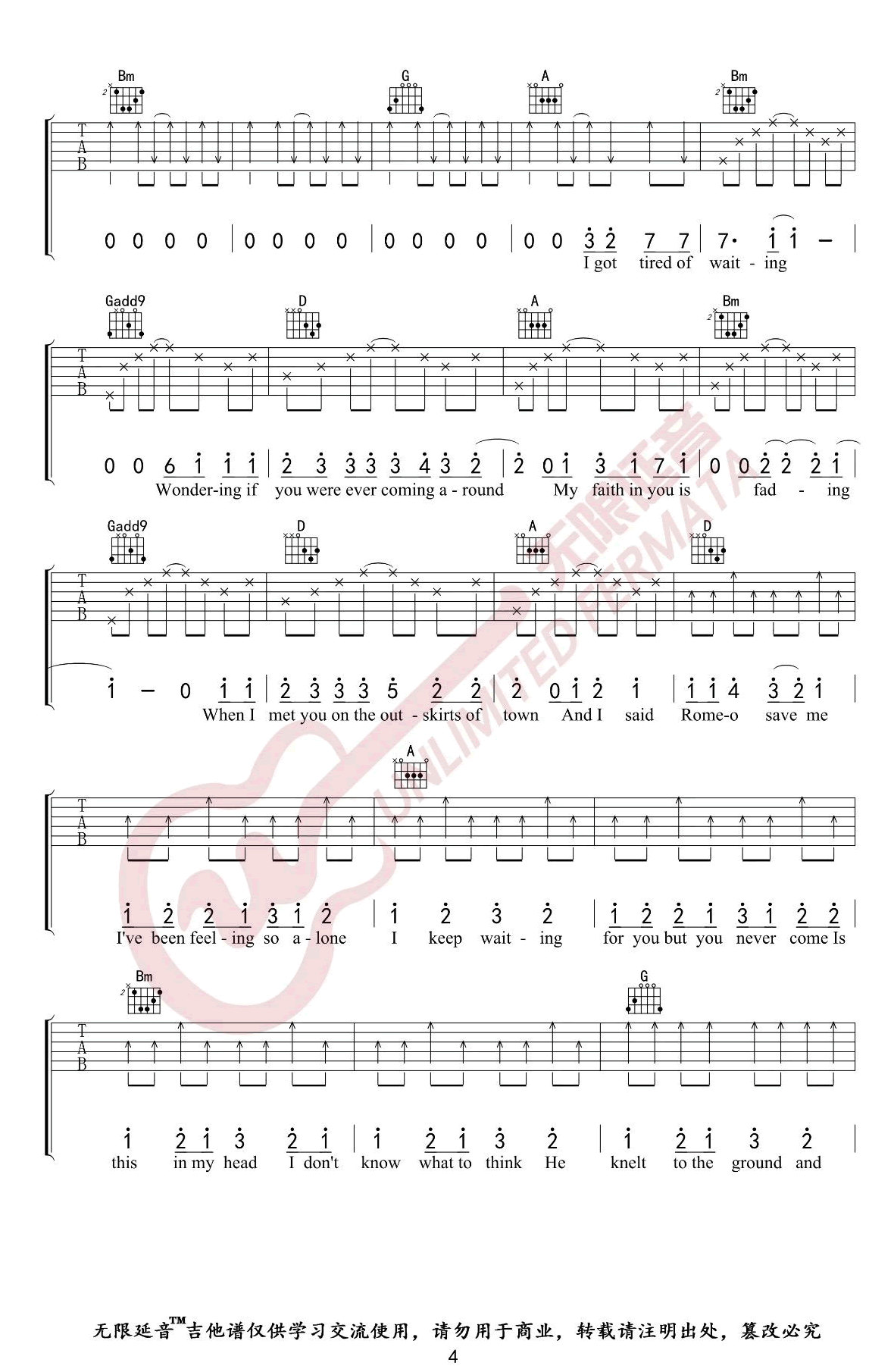 Love-Story吉他谱,简单D调原版指弹曲谱,Taylo高清六线谱简谱