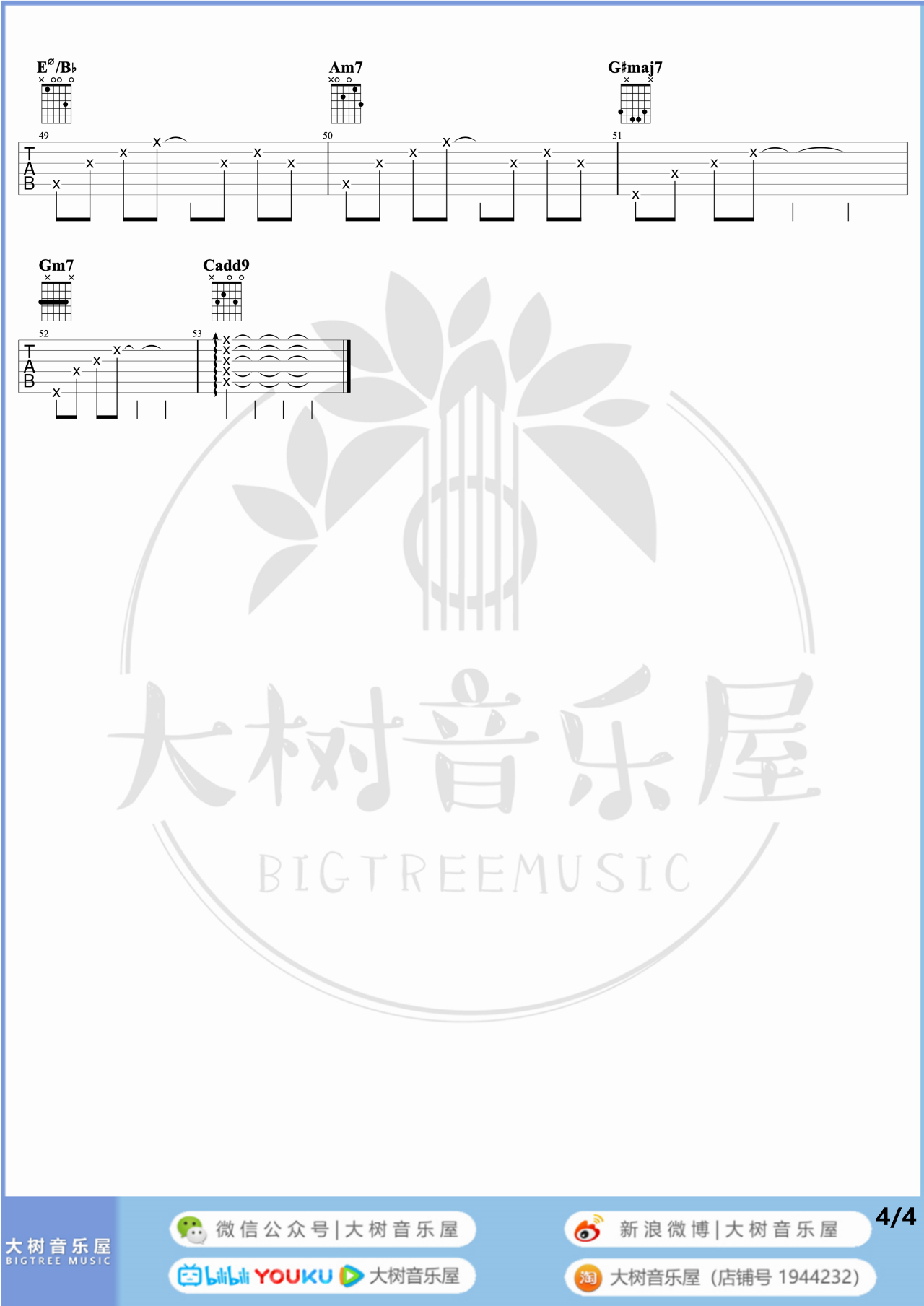 爱我别走吉他谱,张震岳歌曲,简单指弹教学简谱,C调原调版吉他谱带间奏版 