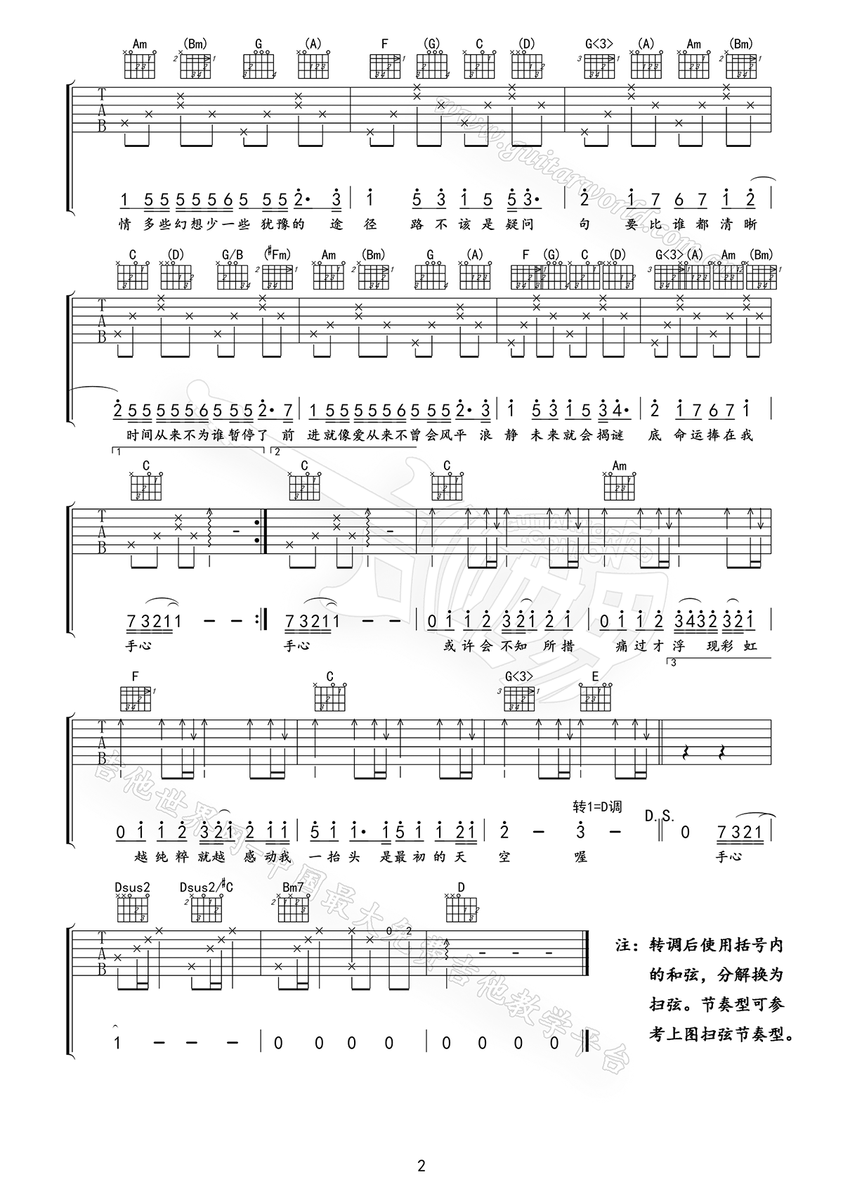 林俊杰以后要做的事吉他谱,简单C调原版指弹曲谱,林俊杰高清六线谱附歌词